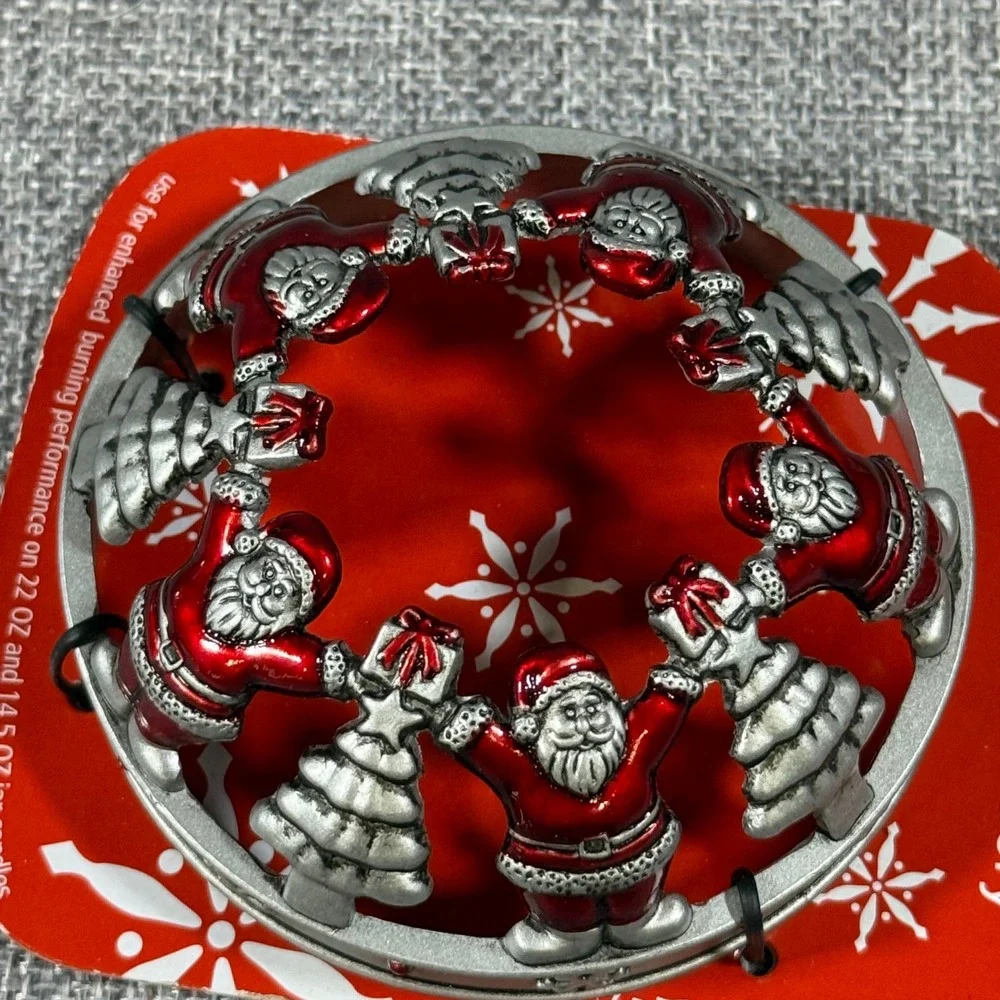 Yankee Candle Illuma-Lid Santa Christmas Tree Jar Topper Red Silver New Holiday